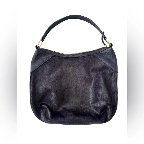 Margot New York Navy Blue Calf Hair Leather Hobo - Picture 1 of 6